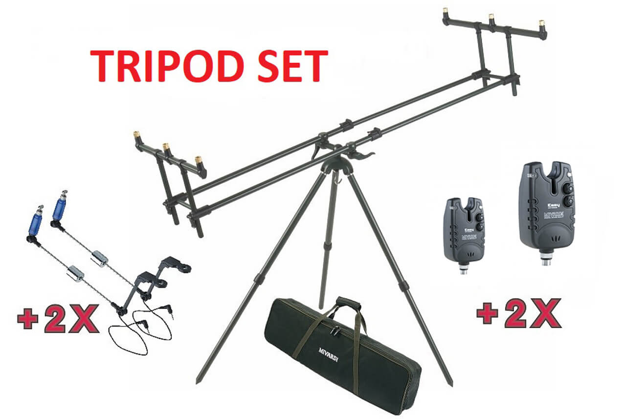SET = stojan MIVARDI Tripod Premium + 2x signalizátor + 2x swinger