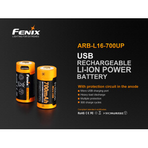 Obrázok 2 k Dobíjacia USB batéria FENIX RCR123A Li-ion